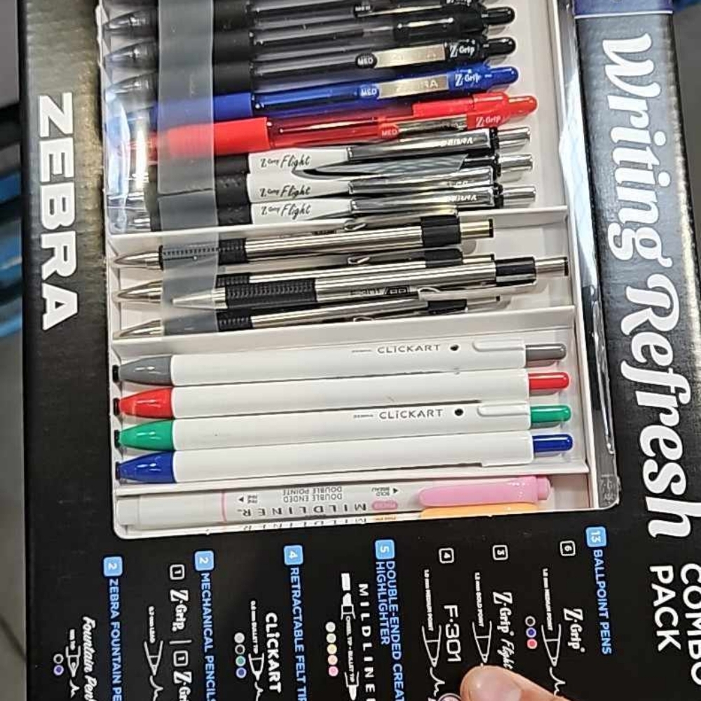 Zebra Pens Combo Pack Writing Refresh 26 Count Z-Grip ClickArt Fountain … - Picture 11 of 11